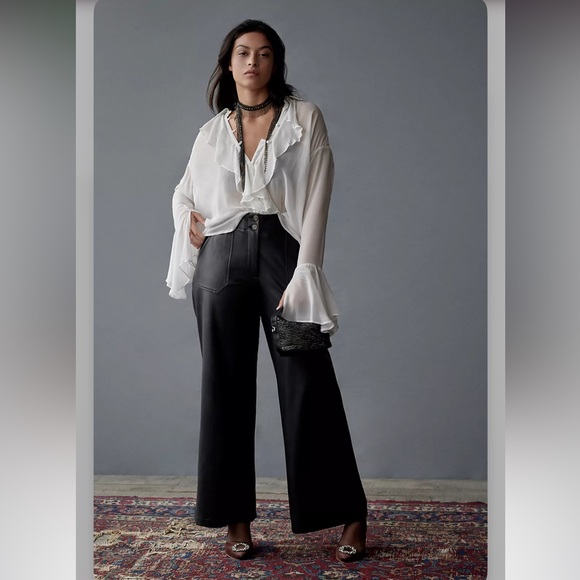 The Naomi Wide-Leg Flare Pants by Maeve: Faux Leather Edition Size 16 - Picture 1 of 13